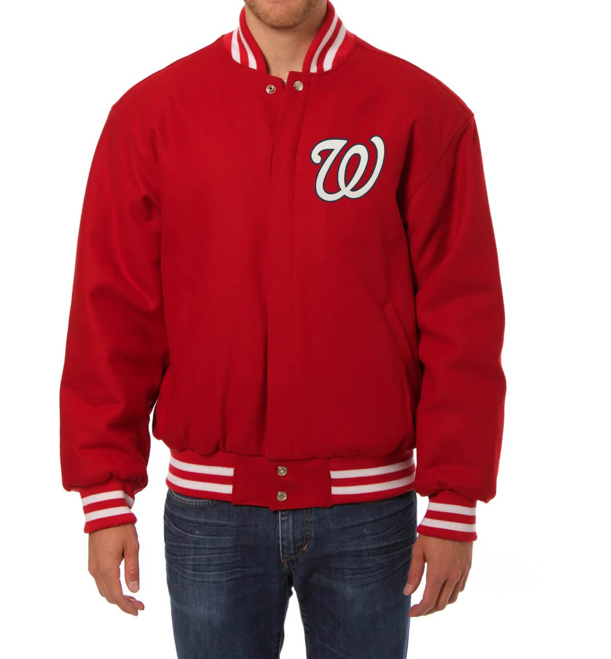 Washington Nationals MLB Red Wool Jacket (2) Washington Nationals MLB Red Wool Jacket