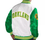 White Green MLB Oakland Athletics Satin Jacket