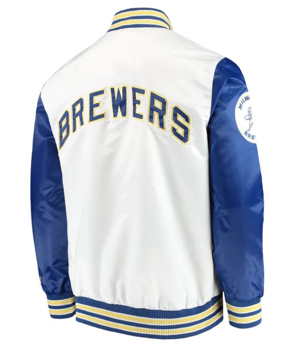 White Milwaukee Brewers Legend Snap Satin Jacket