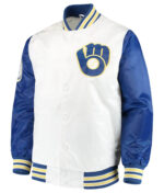 White Milwaukee Brewers Legend Snap Satin Jacket
