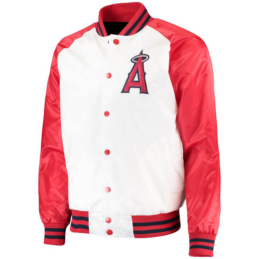 White Red MLB Los Angeles Angels Satin Jacket (1) White Red MLB Los Angeles Angels Satin Jacket