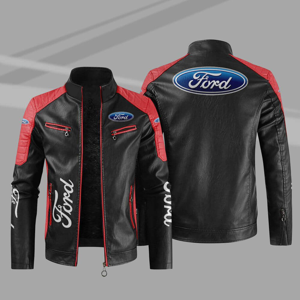Black Red Ford Block Leather Jacket (1) Black Red Ford Block Leather Jacket