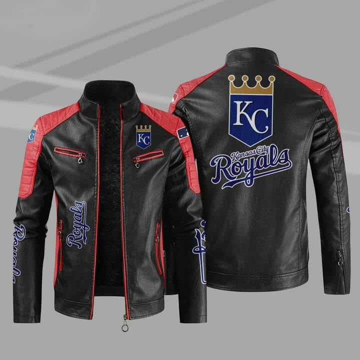 Black Red Kansas City Royals Block Leather Jacket (1) Black Red Kansas City Royals Block Leather Jacket