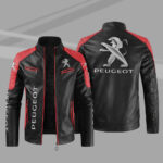 Black Red Peugeot Block Leather Jacket
