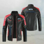 Black Red Seattle Seahawks Block Leather Jacket