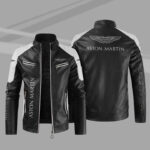 Black White Aston Martin Block Leather Jacket