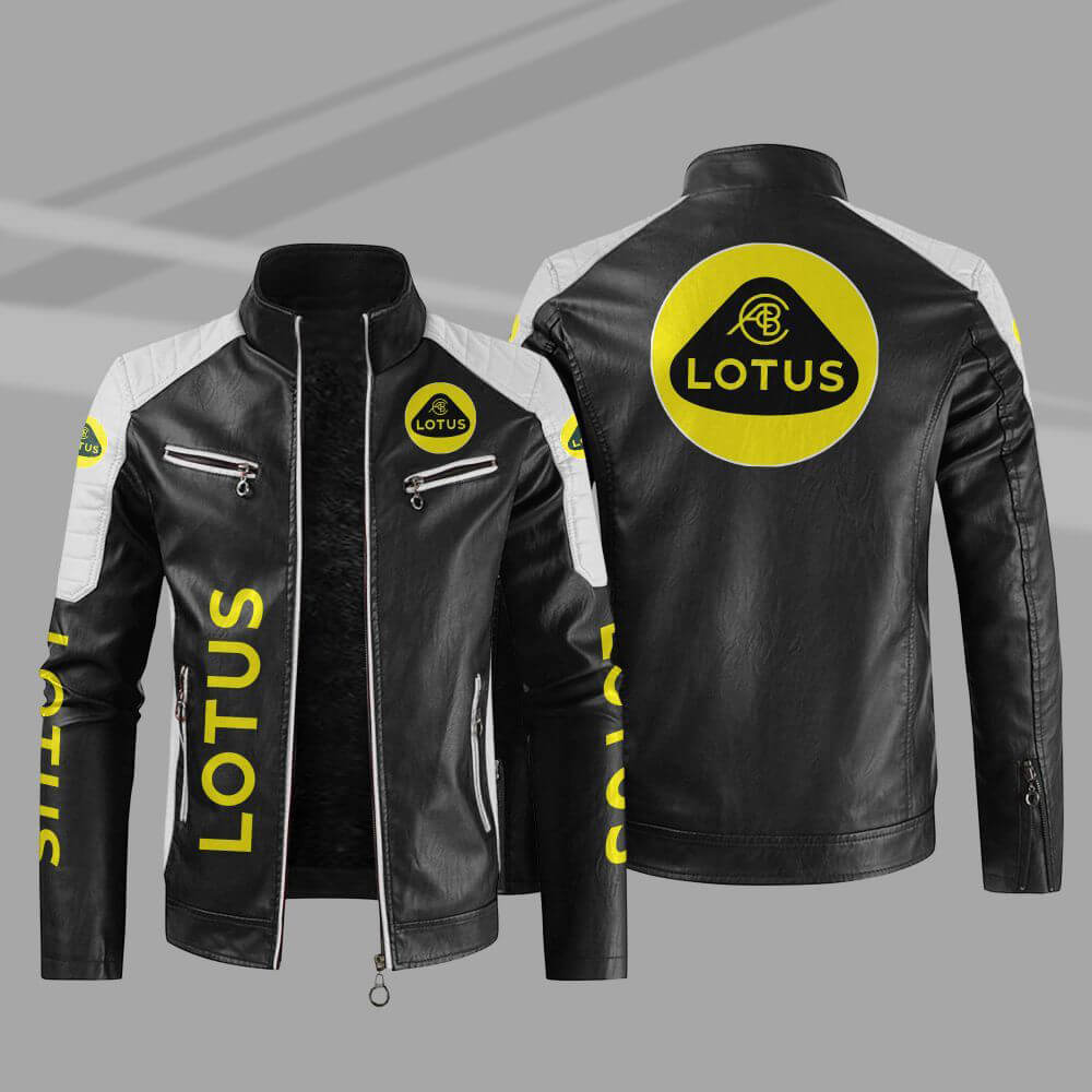 Black White Lotus Block Leather Jacket (1) Black White Lotus Block Leather Jacket