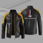 Black Yellow Camaro Block Leather Jacket