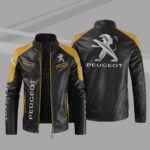 Black Yellow Peugeot Block Leather Jacket