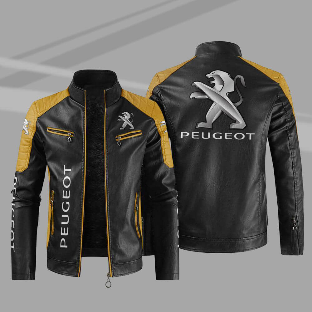 Black Yellow Peugeot Block Leather Jacket (1) Black Yellow Peugeot Block Leather Jacket