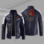 Blue White Arizona Diamondbacks Block Leather Jacket