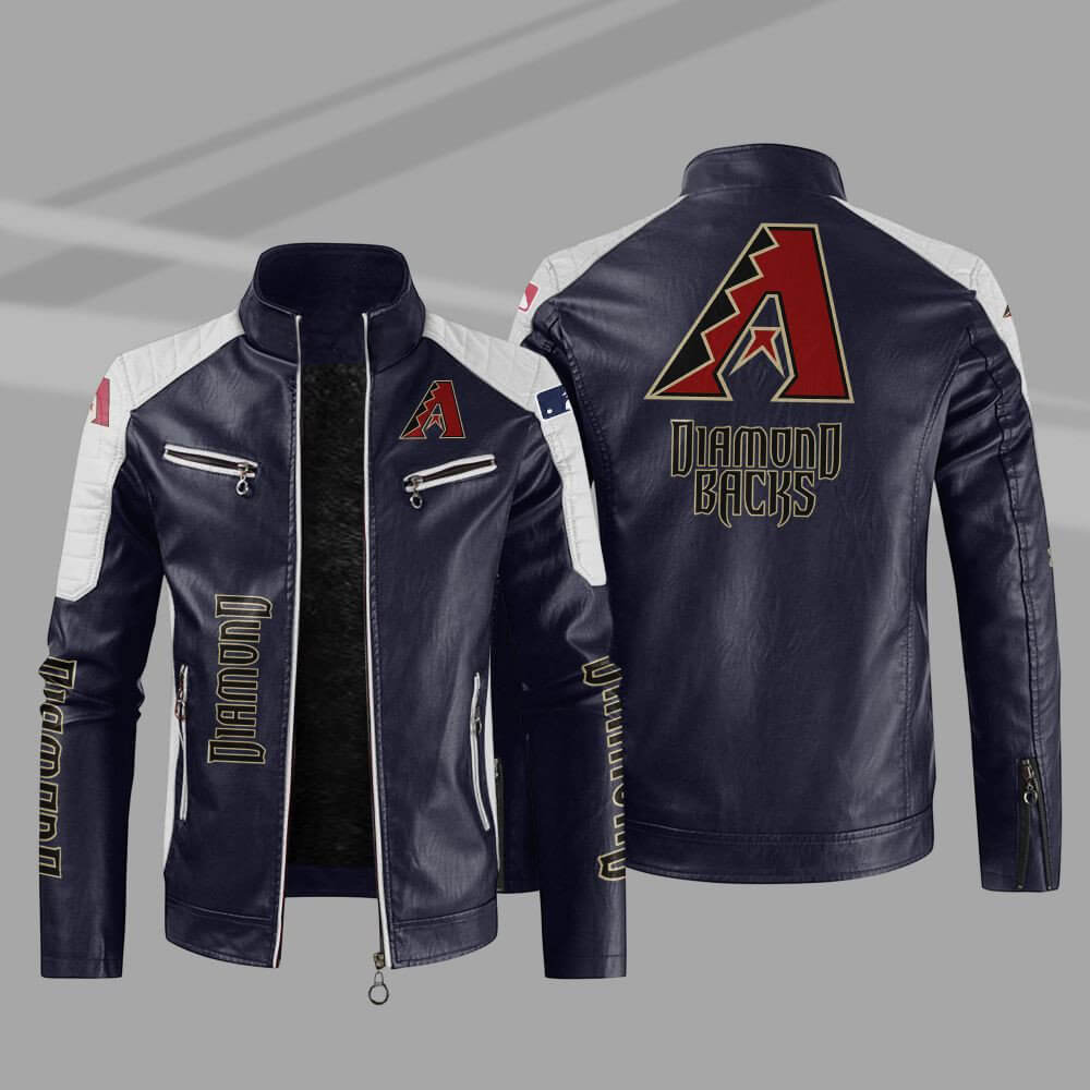 Blue White Arizona Diamondbacks Block Leather Jacket (1) Blue White Arizona Diamondbacks Block Leather Jacket