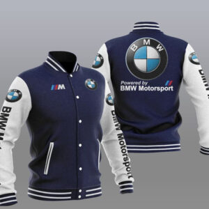 Blue White BMW Motorsport Baseball Varsity Jacket