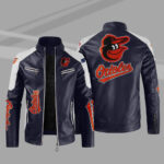 Blue White Baltimore Orioles Block Leather Jacket