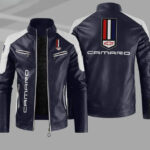 Blue White Camaro Block Leather Jacket