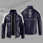 Blue White Lincoln Block Leather Jacket