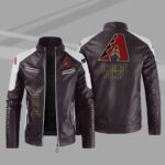 Brown White Arizona Diamondbacks Block Leather Jacket