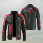 Buffalo Bills Block Red Black NFL Leather Jacket