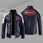 Bugatti Color Block Blue White Leather Jacket
