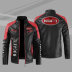 Bugatti Color Block Red Black Leather Jacket