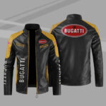 Bugatti Color Block Yellow Black Leather Jacket