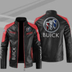 Buick Black Red Color Block Leather Jacket
