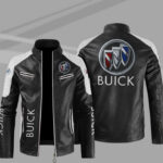 Buick Black White Color Block Leather Jacket