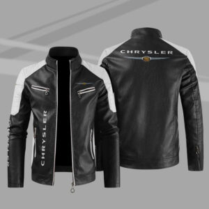 Chrysler Block White Black Leather Jacket