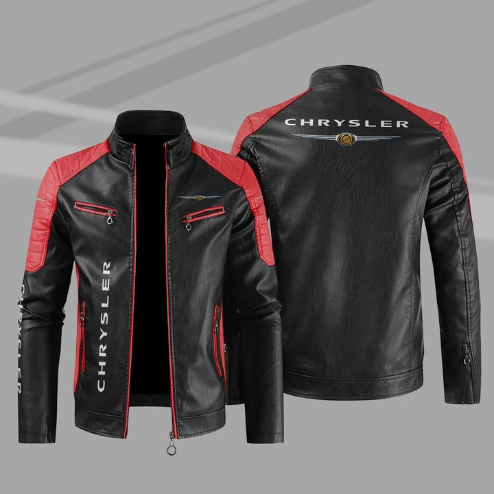Chrysler Color Block Red Black Leather Jacket Chrysler Color Block Red Black Leather Jacket