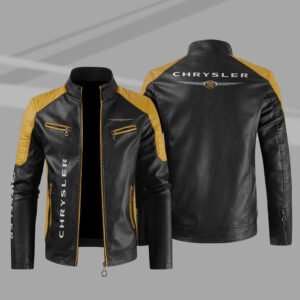 Chrysler Color Block Yellow Black Leather Jacket