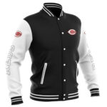 Cincinnati Reds Black White Varsity MLB Baseball Jacket (1)