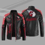 Cleveland Guardians Block Red Black Leather Jacket
