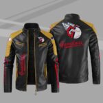 Cleveland Guardians Block Yellow Black Leather Jacket