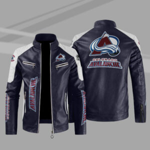 Colorado Avalanche Block Blue White Leather Jacket