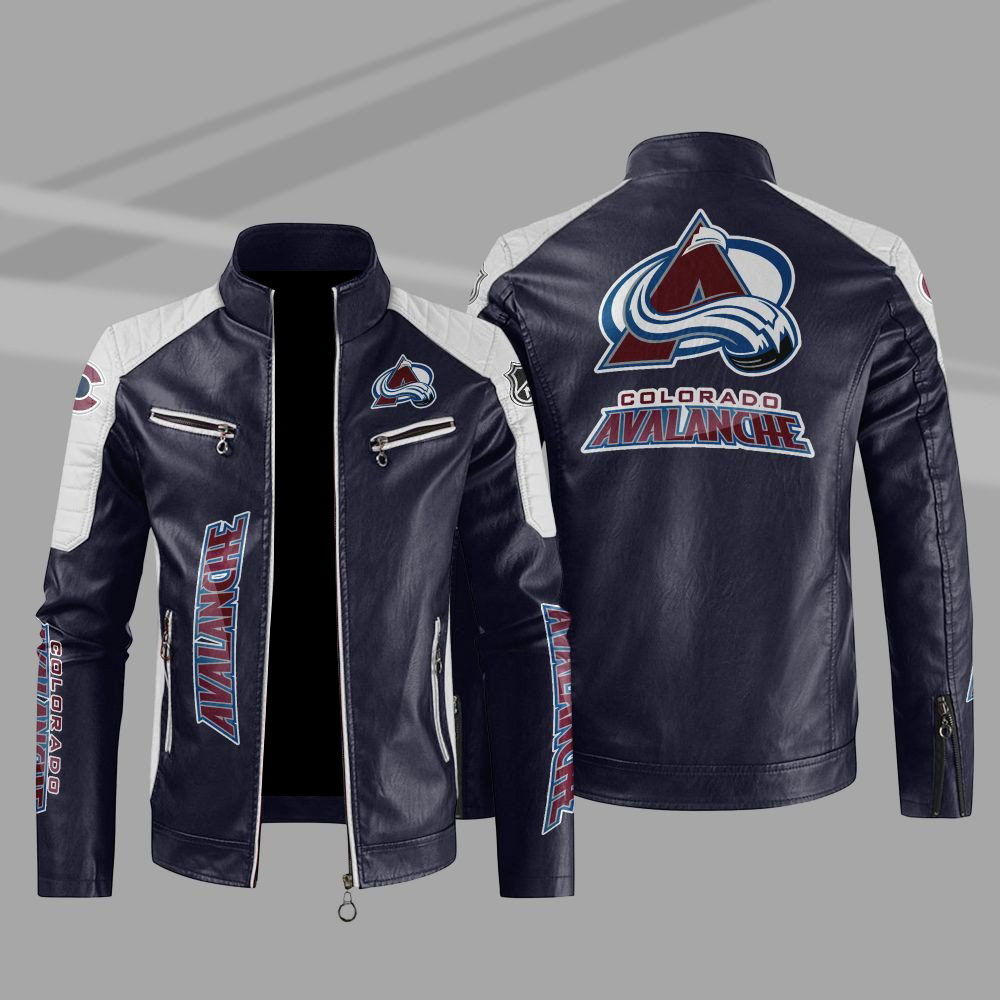 Colorado Avalanche Block Blue White Leather Jacket Colorado Avalanche Block Blue White Leather Jacket