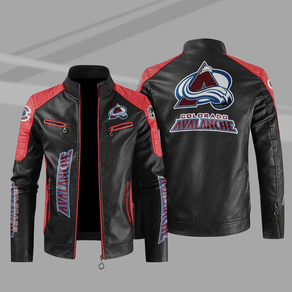 Colorado Avalanche Block Red Black Leather Jacket Colorado Avalanche Block Red Black Leather Jacket