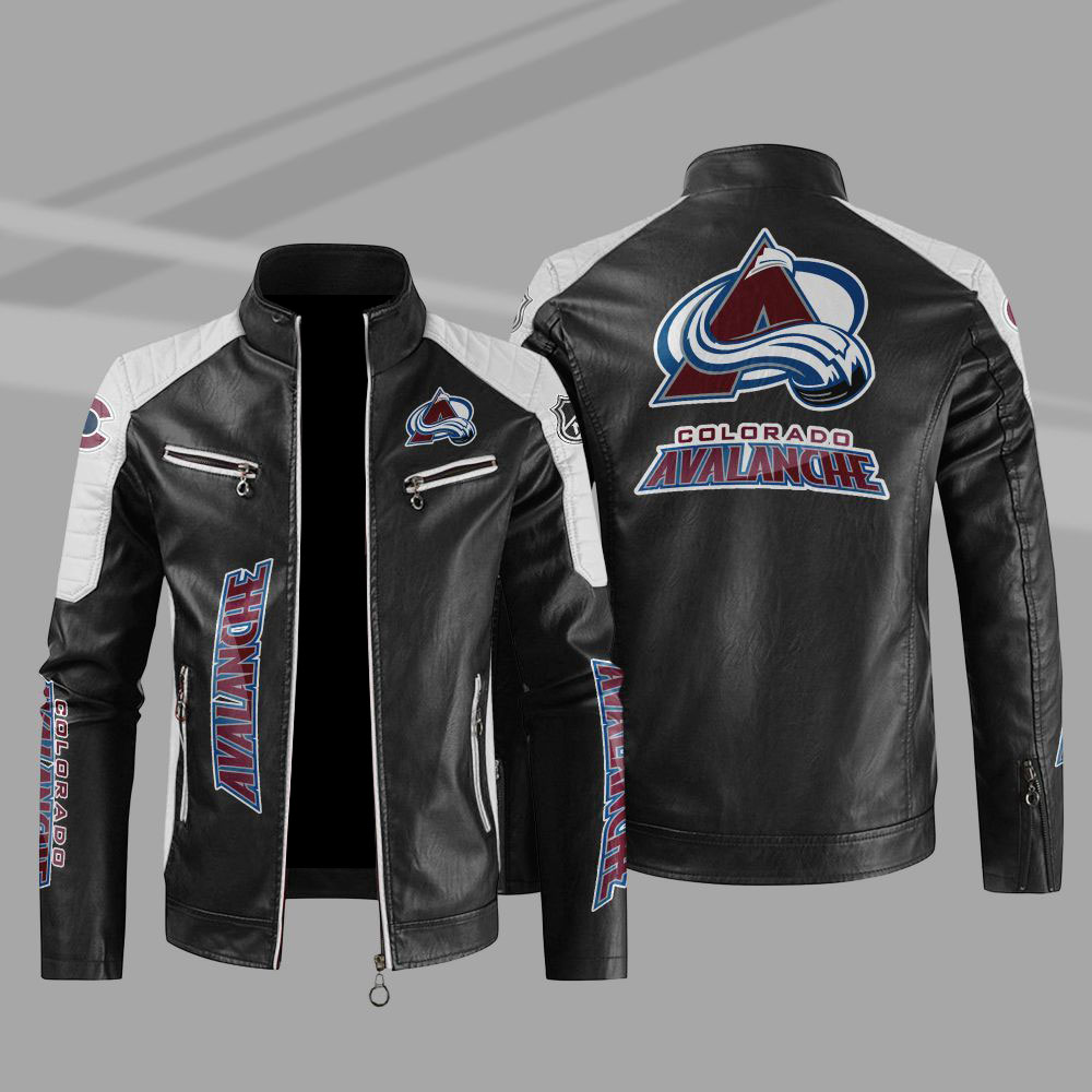 Colorado Avalanche Block White Black Leather Jacket Colorado Avalanche Block White Black Leather Jacket