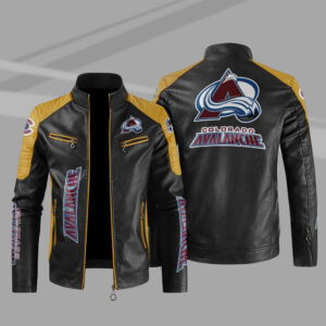 Colorado Avalanche Block Yellow Black Leather Jacket