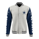 Dallas Cowboys Grey Navy Varsity NFL Baseball Jacket