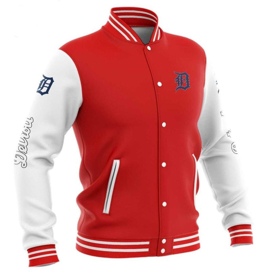 Detroit Tigers Red White Varsity MLB Baseball Jacket - Maker of Jacket