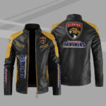 Florida Panthers Block Yellow Black Leather Jacket