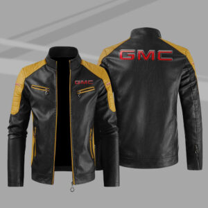 GMC Car Block Yellow Black Leather Jacket