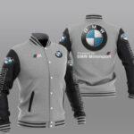 Grey Black BMW Motorsport Baseball Varsity Jacket