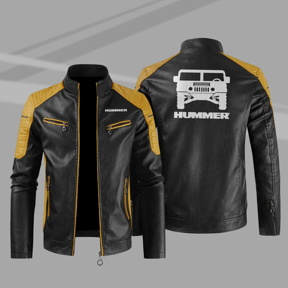 Hummer Car Motor Block Yellow Black Leather Jacket Hummer Car Motor Block Yellow Black Leather Jacket