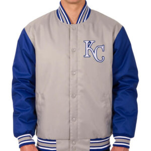 Kansas City Royals Gray And Blue Windbreaker Jacket