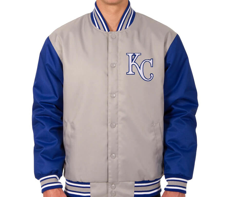 Kansas City Royals Gray And Blue Windbreaker Jacket (1) Kansas City Royals Gray And Blue Windbreaker Jacket