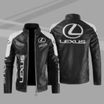 Lexus Color Block White Black Leather Jacket