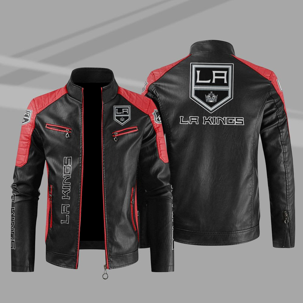 Los Angeles Kings Block Red Black Leather Jacket Los Angeles Kings Block Red Black Leather Jacket