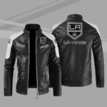 Los Angeles Kings Block White Black Leather Jacket