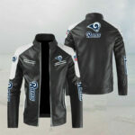 Los Angeles Rams Block Black White NFL Leather Jacket